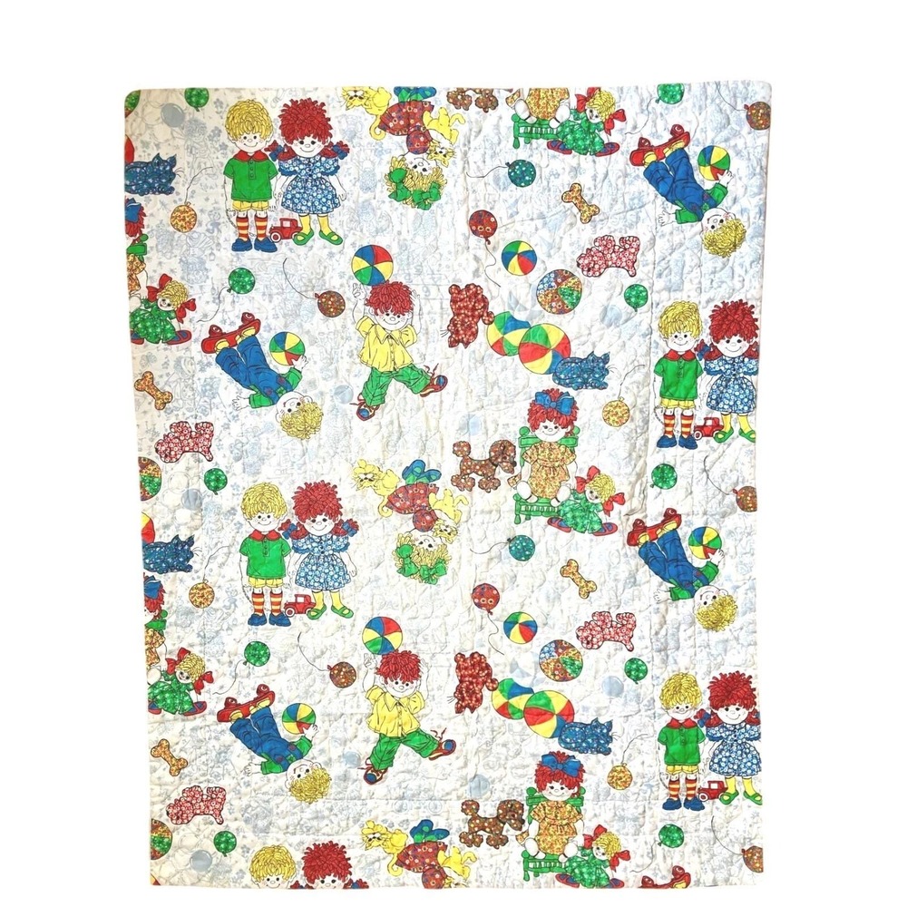 Vintage Raggedy Ann and Andy Baby Toddlers Quilt Blanket Nostalgia Soft 40 X‎ 50